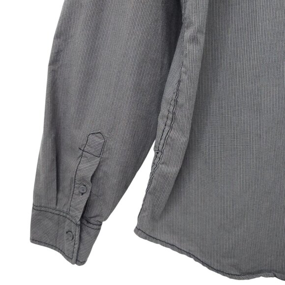 Carbon Slim Fit Button Front Shirt Mens XXL READ Tab Sleeve Snap Pockets Gray - Picture 16 of 16